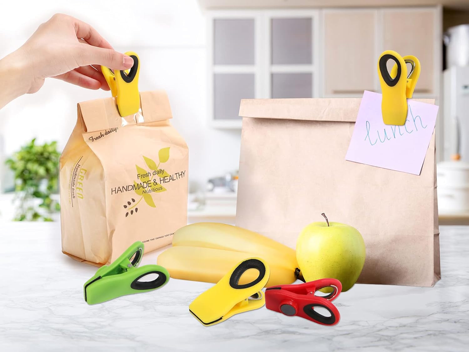12 Pack Chip Clips, Magnetic Bag Clips with Airtight Seal for Chips, Bread, Snacks, Fridge Organizer Kitchen Storage Clips Multicolor